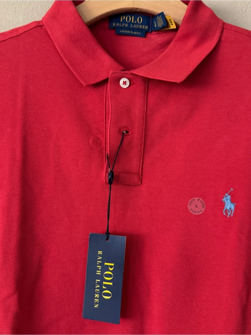 NWT Polo Ralph Lauren Custom Slim Fit Red Polo Shirt L